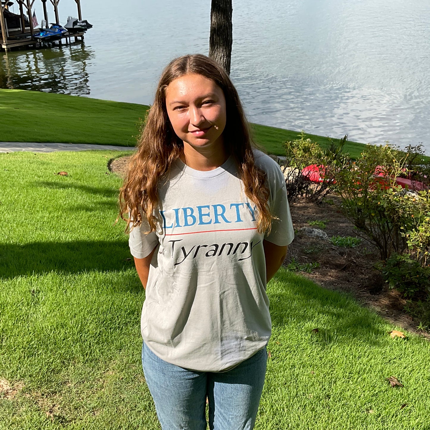 Silk Grey Liberty Over Tyranny Vintage Patriot Short Sleeve T-shirt