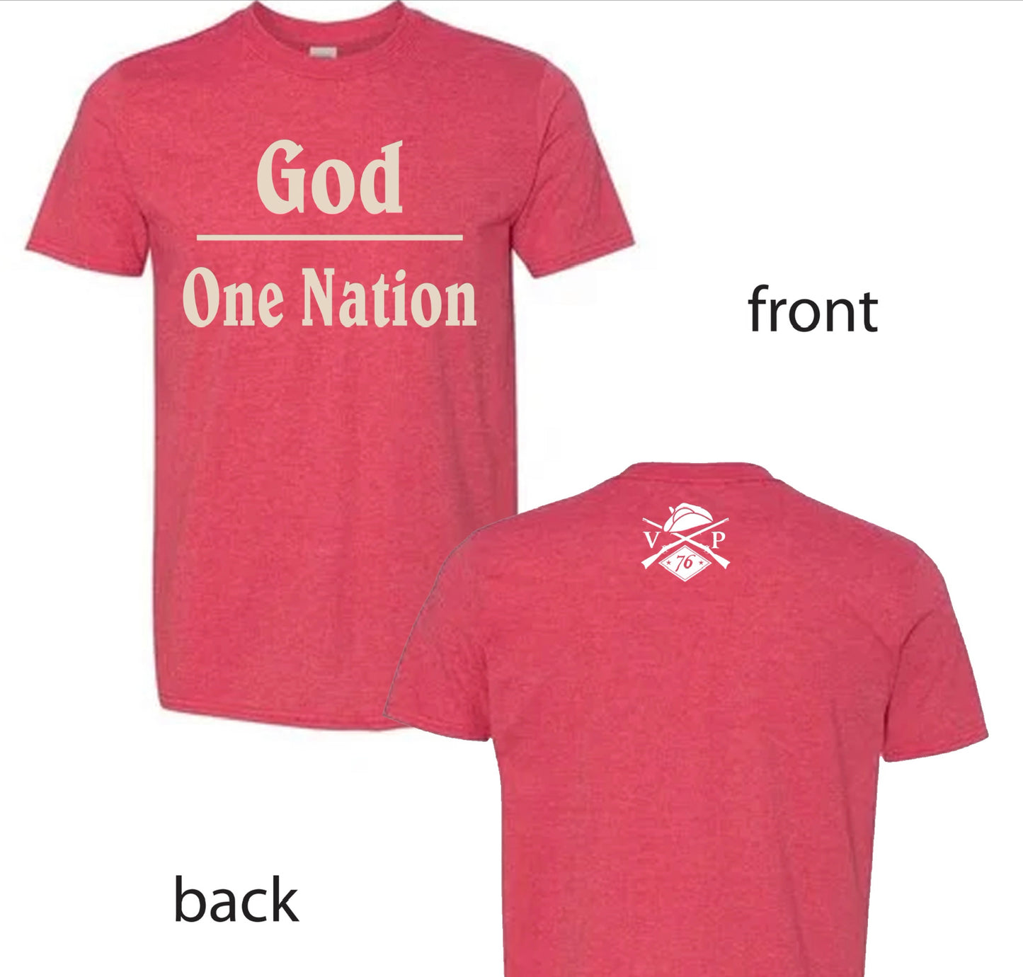 Red One Nation Under God Vintage Patriot Short Sleeve T-shirt