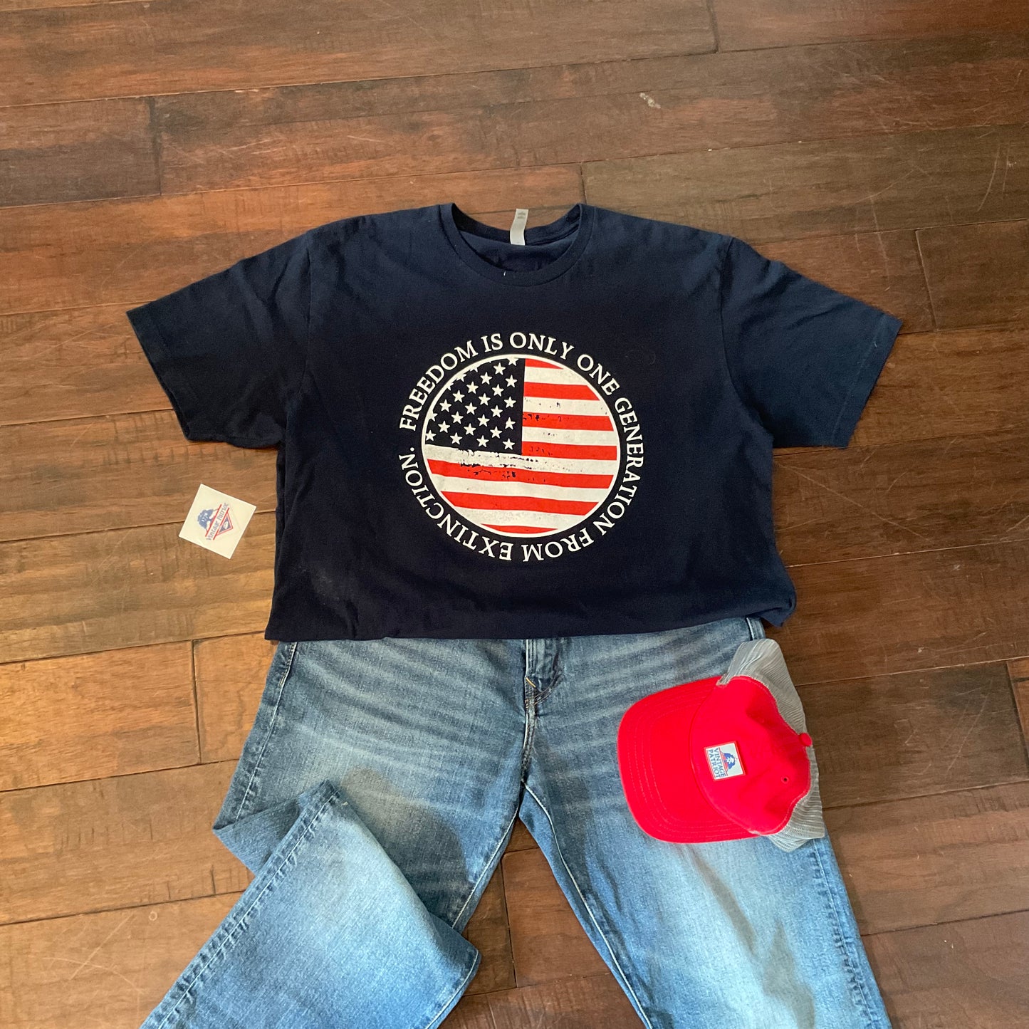 Navy Blue One Generation Vintage Patriot Short Sleeve T-shirt