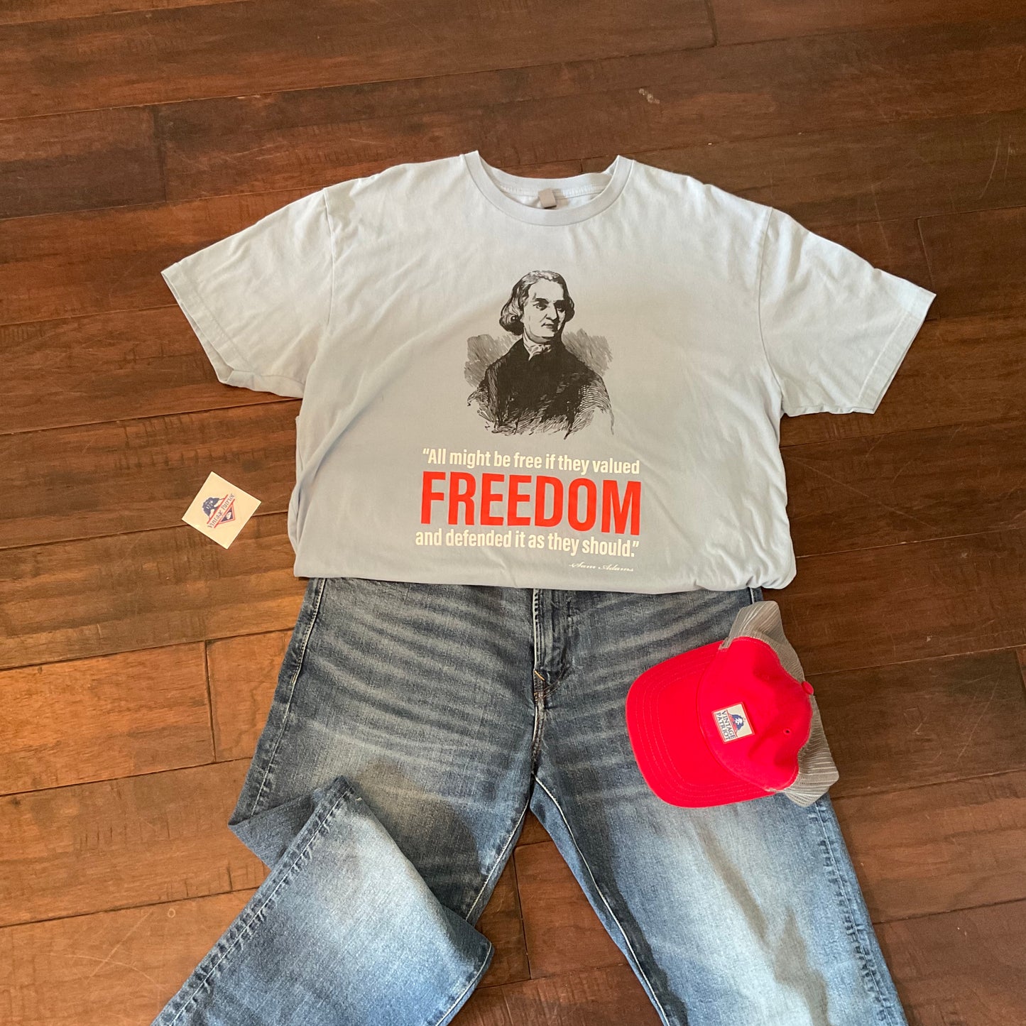 Tahiti Blue Freedom Valued and Defended Vintage Patriot Short Sleeve T-shirt