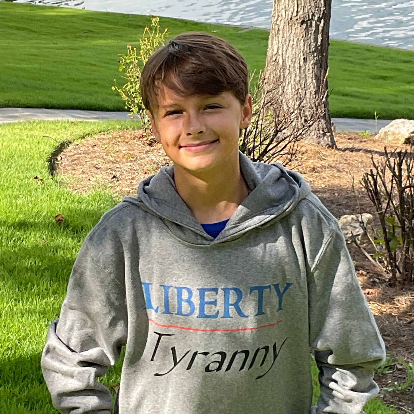 Grey Liberty Over Tyranny Vintage Patriot Hooded Sweatshirt