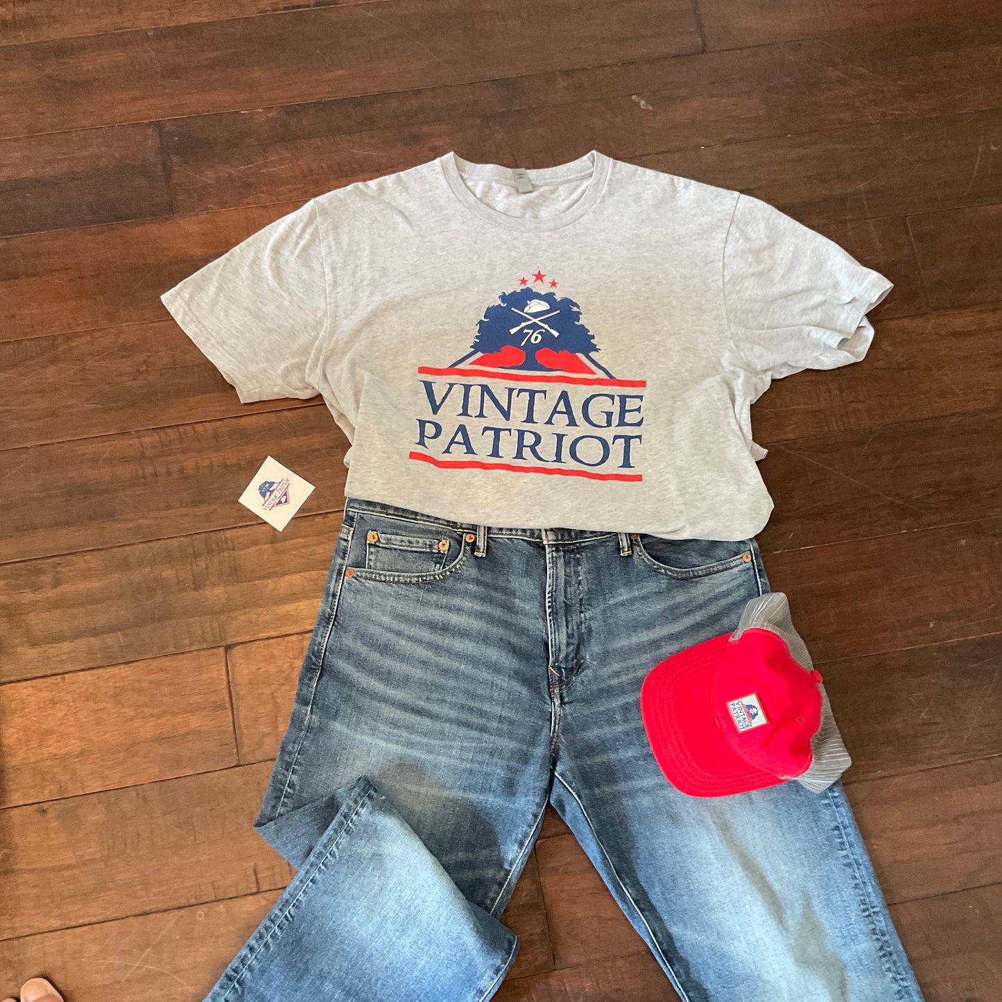 Light Grey Vintage Patriot House Logo Short Sleeve T-shirt