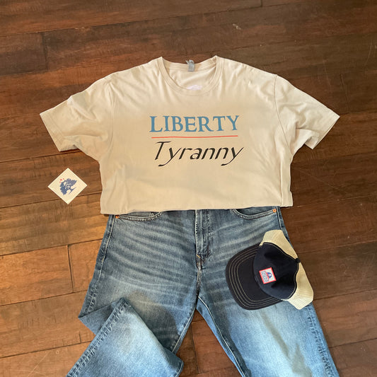Silk Grey Liberty Over Tyranny Vintage Patriot Short Sleeve T-shirt