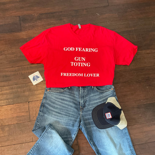 Red God Fearing Vintage Patriot Short Sleeve T-shirt