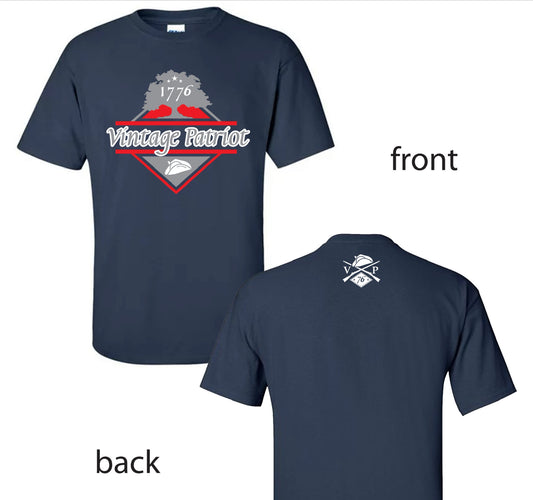 Navy Blue Vintage Patriot Diamond Logo Short Sleeve T-shirt